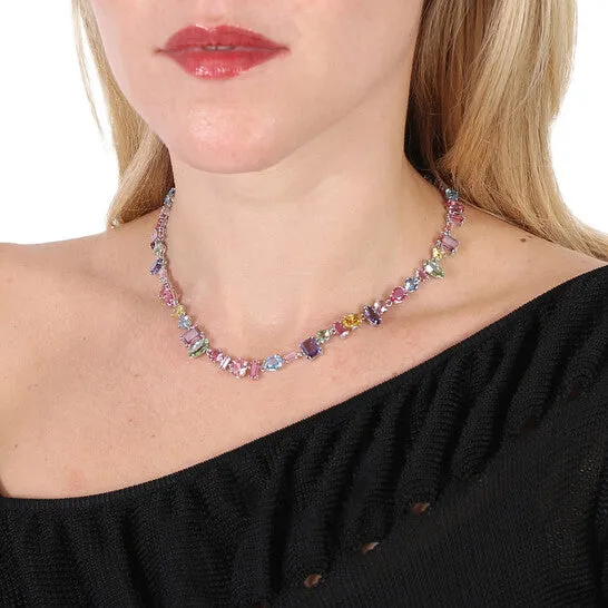 JMS always Necklaces Original Swarovski Multicolored Rhodium Plated Gema Necklace JMS always Necklaces Original Swarovski Multicolored Rhodium Plated Gema Necklace