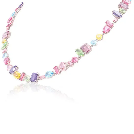 JMS always Necklaces Original Swarovski Multicolored Rhodium Plated Gema Necklace JMS always Necklaces Original Swarovski Multicolored Rhodium Plated Gema Necklace