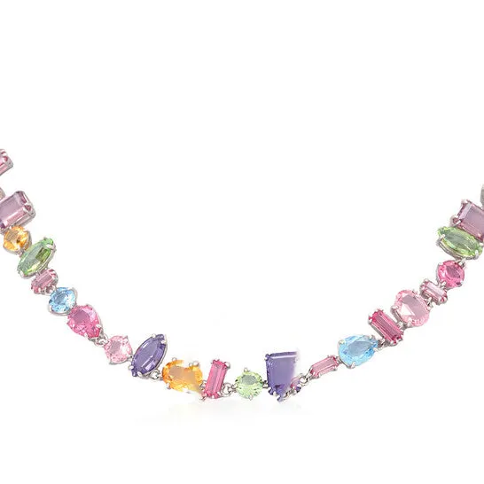 JMS always Necklaces Original Swarovski Multicolored Rhodium Plated Gema Necklace JMS always Necklaces Original Swarovski Multicolored Rhodium Plated Gema Necklace
