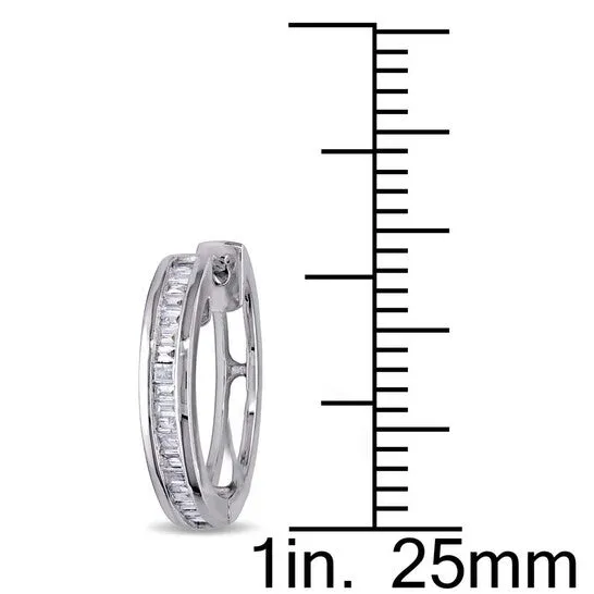JMS always Original AMOUR 13 CT TW Baguette Channel Set Diamond Hoop Earrings In Sterling Silver Earrings JMS always Original AMOUR 13 CT TW Baguette Channel Set Diamond Hoop Earrings In Sterling Silver Earrings
