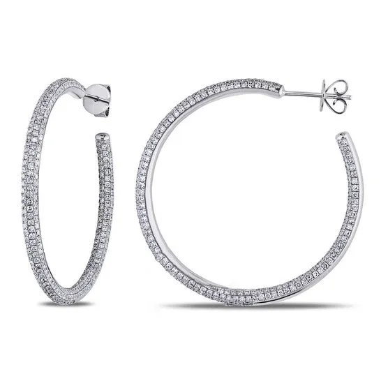 JMS always Original AMOUR 2 12 CT TW Diamond Inside Outside Hoop Earrings In 14K White Gold Earrings JMS always Original AMOUR 2 12 CT TW Diamond Inside Outside Hoop Earrings In 14K White Gold Earrings