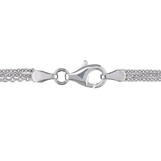 JMS always Original AMOUR 3 12 CT TGW Created White Sapphire Heart Pendant with TripleStrand Chain In Sterling Silver Necklaces JMS always Original AMOUR 3 12 CT TGW Created White Sapphire Heart Pendant with TripleStrand Chain In Sterling Silver Necklaces