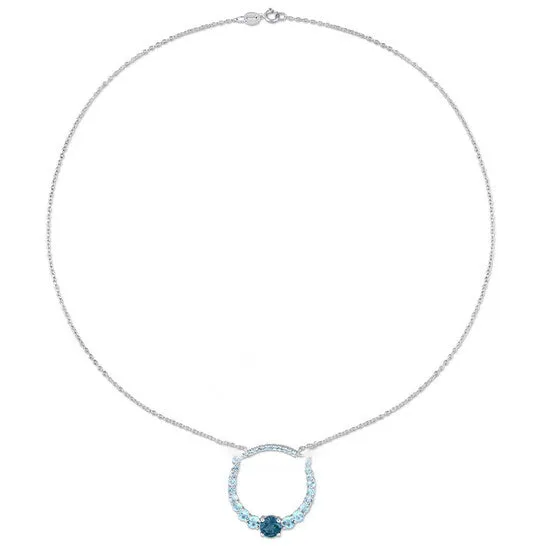 JMS always Original AMOUR 3 78 CT TGW Sky Blue Topaz and London Blue Topaz Graduated Open Circle Pendant with Chain In Sterling Silver Rings JMS always Original AMOUR 3 78 CT TGW Sky Blue Topaz and London Blue Topaz Graduated Open Circle Pendant with Chain In Sterling Silver Rings