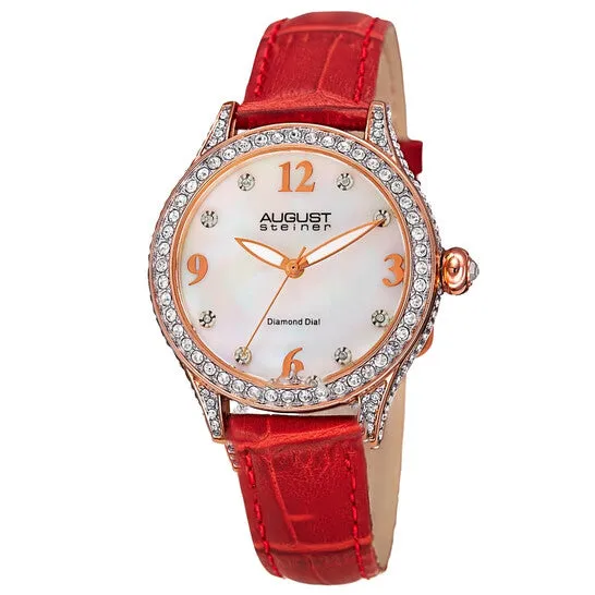 JMS always Original August Steiner Quartz Diamond White Dial Ladies Watch AS8188RD Watches JMS always Original August Steiner Quartz Diamond White Dial Ladies Watch AS8188RD Watches