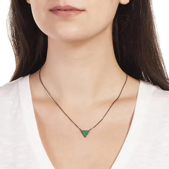 JMS always Original Elegant Confetti Womens 18K Black Gold Plated Green CZ Simulated Diamond Pave Triangle Pendant Necklace Necklaces JMS always Original Elegant Confetti Womens 18K Black Gold Plated Green CZ Simulated Diamond Pave Triangle Pendant Necklace Necklaces