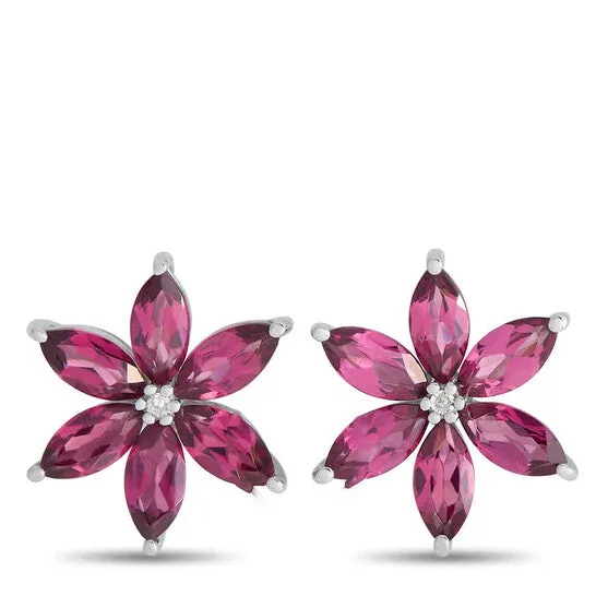 JMS always Original LB Exclusive 14K White Gold 001ct Diamond and Rhodolite Flower Earrings ER4 15657WRHOD Earrings JMS always Original LB Exclusive 14K White Gold 001ct Diamond and Rhodolite Flower Earrings ER4 15657WRHOD Earrings