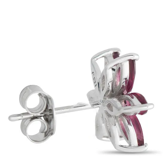 JMS always Original LB Exclusive 14K White Gold 001ct Diamond and Rhodolite Flower Earrings ER4 15657WRHOD Earrings JMS always Original LB Exclusive 14K White Gold 001ct Diamond and Rhodolite Flower Earrings ER4 15657WRHOD Earrings