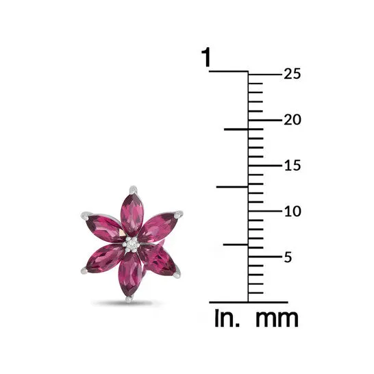JMS always Original LB Exclusive 14K White Gold 001ct Diamond and Rhodolite Flower Earrings ER4 15657WRHOD Earrings JMS always Original LB Exclusive 14K White Gold 001ct Diamond and Rhodolite Flower Earrings ER4 15657WRHOD Earrings