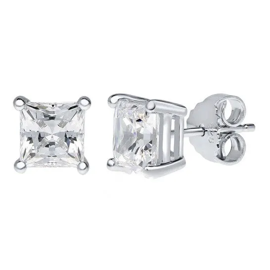JMS always Original Maulijewels 14K White Gold 200 Ct TW Natural Princess Cut Diamond Stud Earrings With Push Back Earrings JMS always Original Maulijewels 14K White Gold 200 Ct TW Natural Princess Cut Diamond Stud Earrings With Push Back Earrings