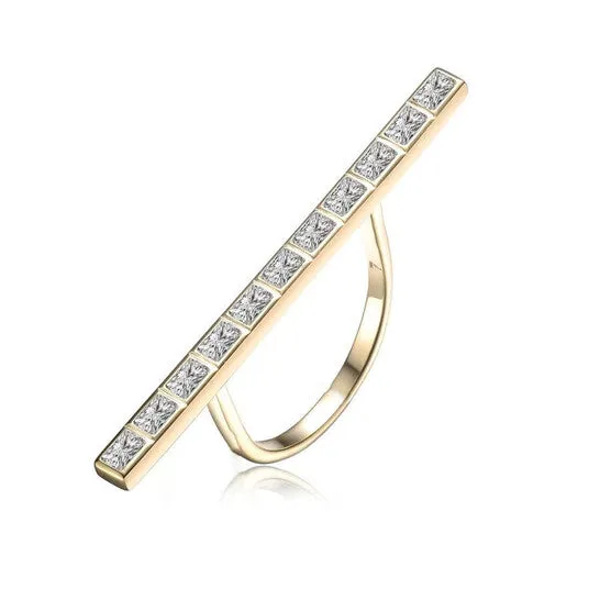 JMS always Original Megan Walford Gold Over Sterling Silver Clear Baguette Cubic Zirconia Long Bar Ring Rings JMS always Original Megan Walford Gold Over Sterling Silver Clear Baguette Cubic Zirconia Long Bar Ring Rings