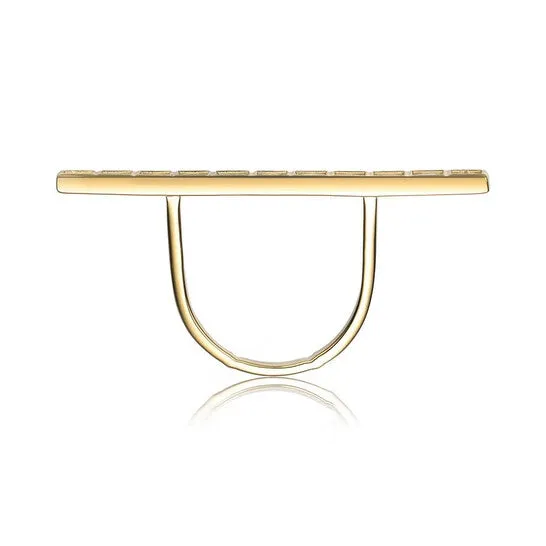 JMS always Original Megan Walford Gold Over Sterling Silver Clear Baguette Cubic Zirconia Long Bar Ring Rings JMS always Original Megan Walford Gold Over Sterling Silver Clear Baguette Cubic Zirconia Long Bar Ring Rings