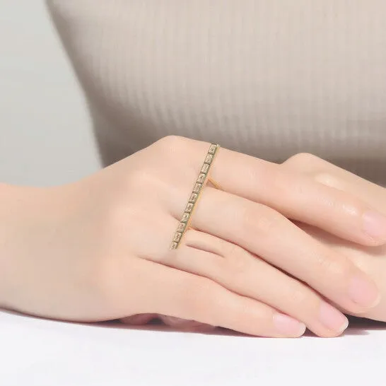 JMS always Original Megan Walford Gold Over Sterling Silver Clear Baguette Cubic Zirconia Long Bar Ring Rings JMS always Original Megan Walford Gold Over Sterling Silver Clear Baguette Cubic Zirconia Long Bar Ring Rings