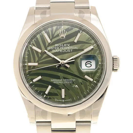 JMS always Original Preowned Rolex Datejust Olive Green Palm Dial Ladies Watch 126200GNSPLMO Watches JMS always Original Preowned Rolex Datejust Olive Green Palm Dial Ladies Watch 126200GNSPLMO Watches