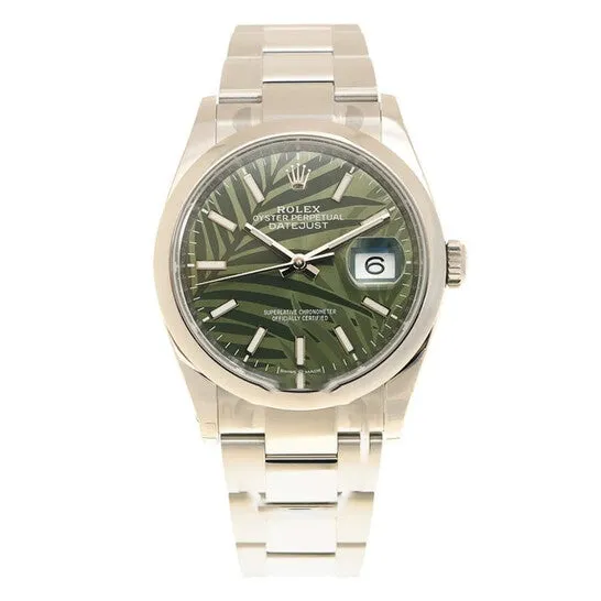 JMS always Original Preowned Rolex Datejust Olive Green Palm Dial Ladies Watch 126200GNSPLMO Watches JMS always Original Preowned Rolex Datejust Olive Green Palm Dial Ladies Watch 126200GNSPLMO Watches