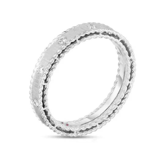 JMS always Original Roberto Coin 18KT White Gold Princess Band Ring With Diamonds Rings