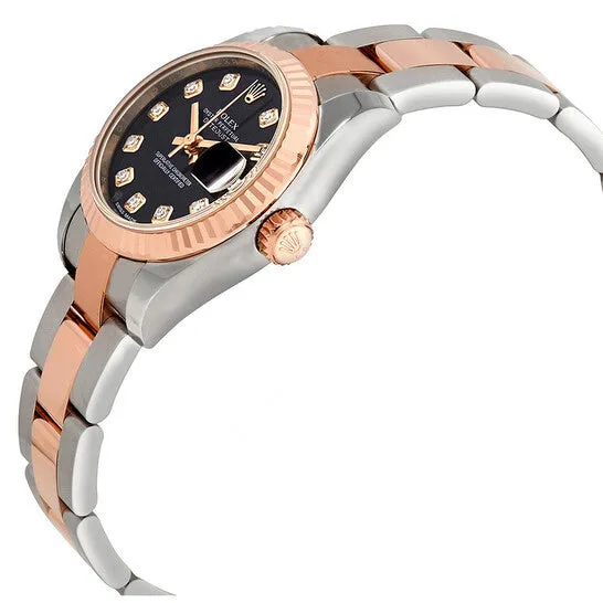 JMS always PreStyled Sets Original Rolex Datejust Black Dial Diamond Steel and 18K Everose Gold Ladies Watch 179171BKDO JMS always PreStyled Sets Original Rolex Datejust Black Dial Diamond Steel and 18K Everose Gold Ladies Watch 179171BKDO