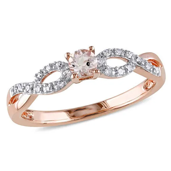 JMS always Rings Original Delmar 110 CT TW Diamond and Morganite Infinity Ring in Rose Plated Sterling Silver JMS always Rings Original Delmar 110 CT TW Diamond and Morganite Infinity Ring in Rose Plated Sterling Silver