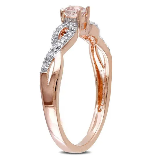 JMS always Rings Original Delmar 110 CT TW Diamond and Morganite Infinity Ring in Rose Plated Sterling Silver JMS always Rings Original Delmar 110 CT TW Diamond and Morganite Infinity Ring in Rose Plated Sterling Silver