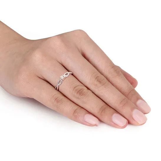 JMS always Rings Original Delmar 110 CT TW Diamond and Morganite Infinity Ring in Rose Plated Sterling Silver JMS always Rings Original Delmar 110 CT TW Diamond and Morganite Infinity Ring in Rose Plated Sterling Silver
