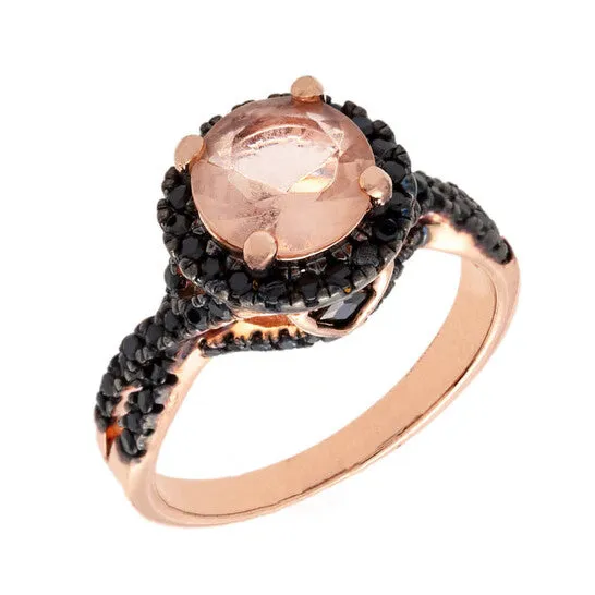 JMS always Rings Original Elegant Confetti Womens 18K Rose Gold Plated Pink and Black CZ Simulated Diamond Halo Statement Cocktail Ring JMS always Rings Original Elegant Confetti Womens 18K Rose Gold Plated Pink and Black CZ Simulated Diamond Halo Statement Cocktail Ring
