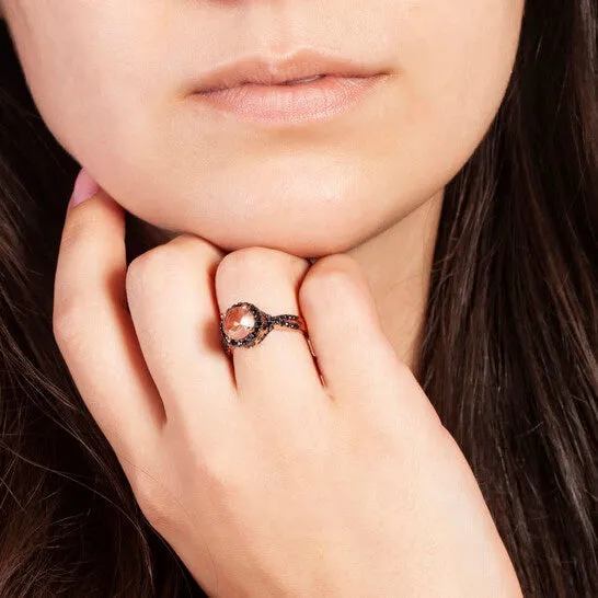 JMS always Rings Original Elegant Confetti Womens 18K Rose Gold Plated Pink and Black CZ Simulated Diamond Halo Statement Cocktail Ring JMS always Rings Original Elegant Confetti Womens 18K Rose Gold Plated Pink and Black CZ Simulated Diamond Halo Statement Cocktail Ring