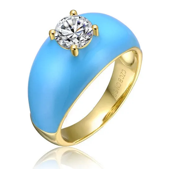 JMS always Rings Original Megan Walford Rachel Glauber Young AdultsTeens 14k Yellow Gold Plated with Cubic Zirconia Solitaire Blue Enamel Dome Ring JMS always Rings Original Megan Walford Rachel Glauber Young AdultsTeens 14k Yellow Gold Plated with Cubic Zirconia Solitaire Blue Enamel Dome Ring