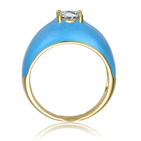 JMS always Rings Original Megan Walford Rachel Glauber Young AdultsTeens 14k Yellow Gold Plated with Cubic Zirconia Solitaire Blue Enamel Dome Ring JMS always Rings Original Megan Walford Rachel Glauber Young AdultsTeens 14k Yellow Gold Plated with Cubic Zirconia Solitaire Blue Enamel Dome Ring