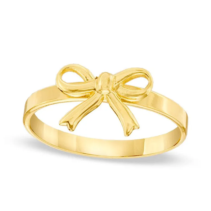Ladies Bow Ring in Solid 14K Gold Size 7 Goldia Rings