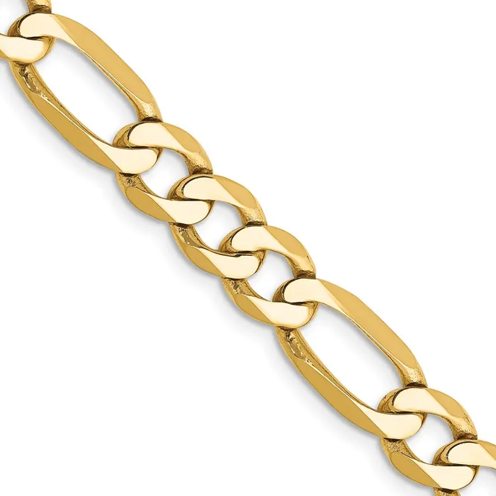 MDS Necklaces Solid 14K Yellow Gold 18 inch 7mm Flat Figaro with Lobster Clasp Chain Necklace MDS Necklaces Solid 14K Yellow Gold 18 inch 7mm Flat Figaro with Lobster Clasp Chain Necklace