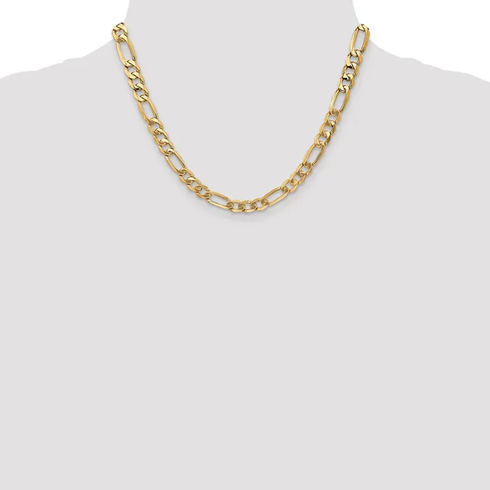 MDS Necklaces Solid 14K Yellow Gold 18 inch 7mm Flat Figaro with Lobster Clasp Chain Necklace MDS Necklaces Solid 14K Yellow Gold 18 inch 7mm Flat Figaro with Lobster Clasp Chain Necklace