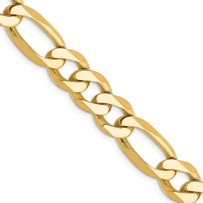 MDS Necklaces Solid 14K Yellow Gold 22 inch 10mm Flat Figaro with Lobster Clasp Chain Necklace MDS Necklaces Solid 14K Yellow Gold 22 inch 10mm Flat Figaro with Lobster Clasp Chain Necklace