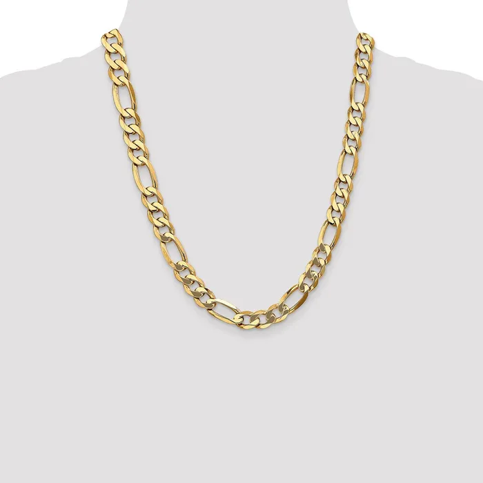 MDS Necklaces Solid 14K Yellow Gold 22 inch 10mm Flat Figaro with Lobster Clasp Chain Necklace MDS Necklaces Solid 14K Yellow Gold 22 inch 10mm Flat Figaro with Lobster Clasp Chain Necklace