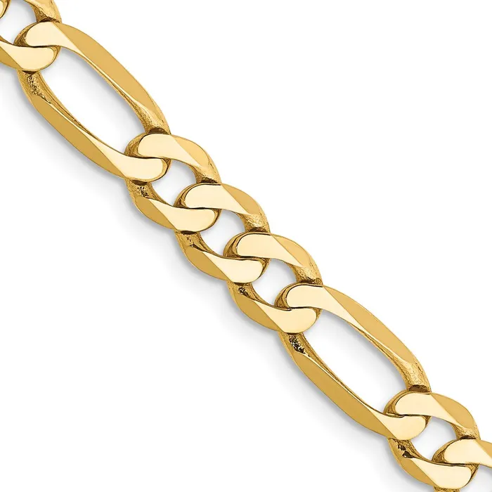 MDS Necklaces Solid 14K Yellow Gold 22 inch 525mm Flat Figaro with Lobster Clasp Chain Necklace MDS Necklaces Solid 14K Yellow Gold 22 inch 525mm Flat Figaro with Lobster Clasp Chain Necklace
