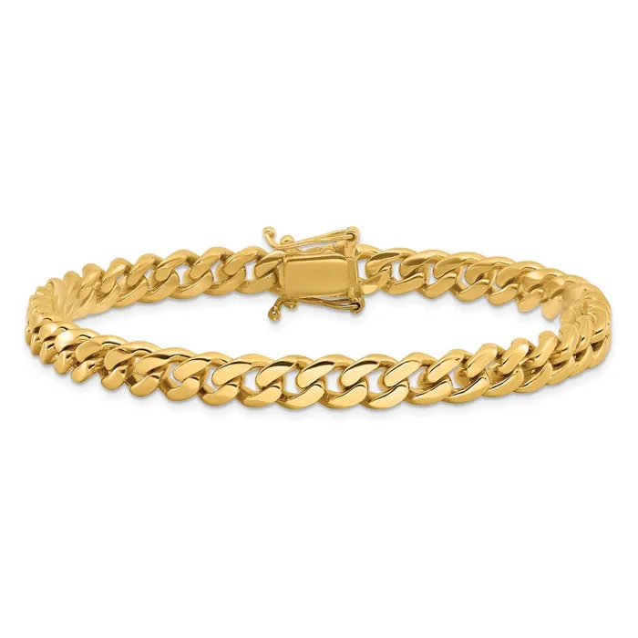 MDS Necklaces Solid 14K Yellow Gold 22 inch 7mm Hand Polished Miami Cuban Link with Box Catch Clasp Chain Necklace MDS Necklaces Solid 14K Yellow Gold 22 inch 7mm Hand Polished Miami Cuban Link with Box Catch Clasp Chain Necklace