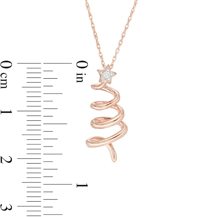 Natural Diamond Accent Abstract Christmas Tree Pendant in 10K Rose Gold Goldia Necklaces Natural Diamond Accent Abstract Christmas Tree Pendant in 10K Rose Gold Goldia Necklaces