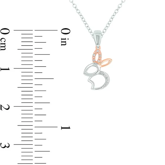 Natural Diamond Accent Bunny Outline Pendant in Sterling Silver and 10K Rose Gold Goldia Necklaces Natural Diamond Accent Bunny Outline Pendant in Sterling Silver and 10K Rose Gold Goldia Necklaces