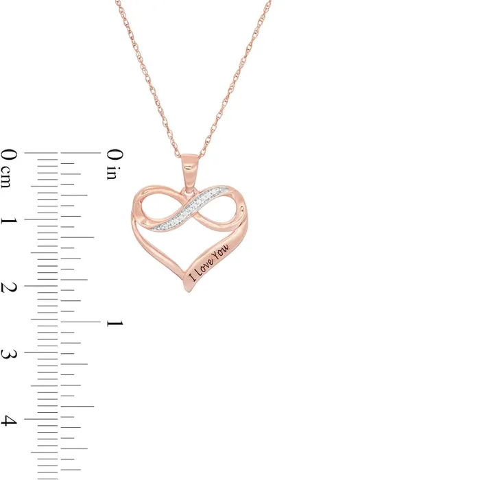 Natural Diamond Accent Engravable Infinity Heart Outline Pendant in 10K Rose Gold 1 Line Goldia Necklaces Natural Diamond Accent Engravable Infinity Heart Outline Pendant in 10K Rose Gold 1 Line Goldia Necklaces