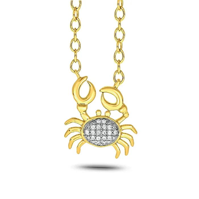 Necklaces 005 CT TW Natural Diamond Crab Necklace in Sterling Silver with 14K Gold Plate Goldia Necklaces 005 CT TW Natural Diamond Crab Necklace in Sterling Silver with 14K Gold Plate Goldia