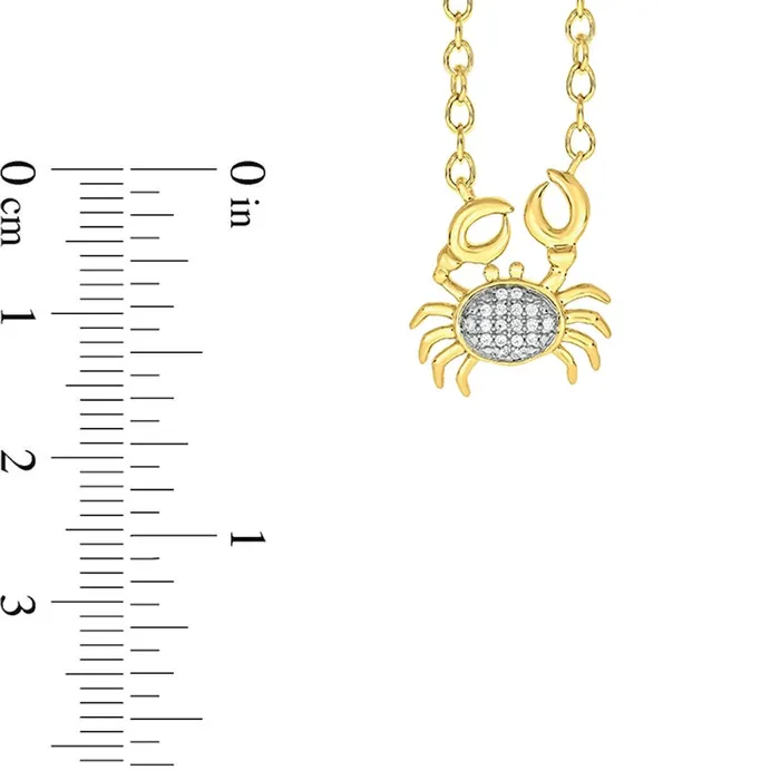 Necklaces 005 CT TW Natural Diamond Crab Necklace in Sterling Silver with 14K Gold Plate Goldia Necklaces 005 CT TW Natural Diamond Crab Necklace in Sterling Silver with 14K Gold Plate Goldia