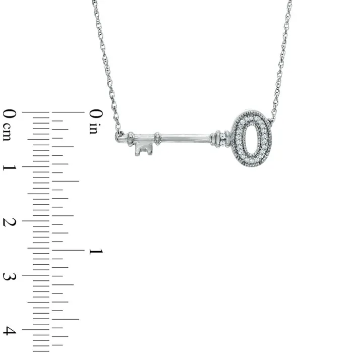 Necklaces 007 CT TW Natural Diamond Sideways Key Necklace in Sterling Silver Goldia Necklaces 007 CT TW Natural Diamond Sideways Key Necklace in Sterling Silver Goldia