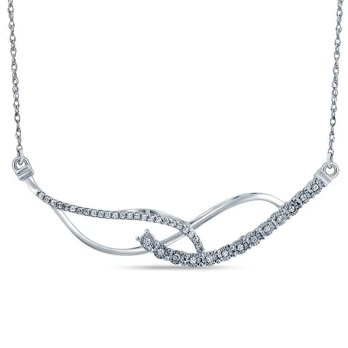Necklaces 01 CT TW Natural Diamond Crossover Necklace in Sterling Silver Goldia Necklaces 01 CT TW Natural Diamond Crossover Necklace in Sterling Silver Goldia