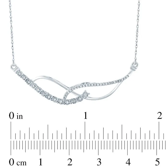 Necklaces 01 CT TW Natural Diamond Crossover Necklace in Sterling Silver Goldia Necklaces 01 CT TW Natural Diamond Crossover Necklace in Sterling Silver Goldia
