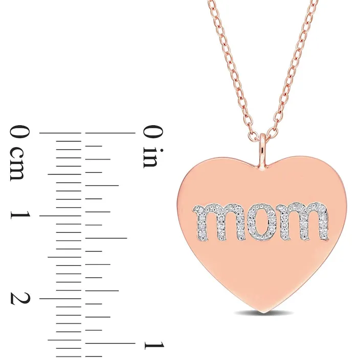 Necklaces 01 CT TW Natural Diamond mom Heart Pendant in Sterling Silver with Rose Rhodium Plate Goldia Necklaces 01 CT TW Natural Diamond mom Heart Pendant in Sterling Silver with Rose Rhodium Plate Goldia