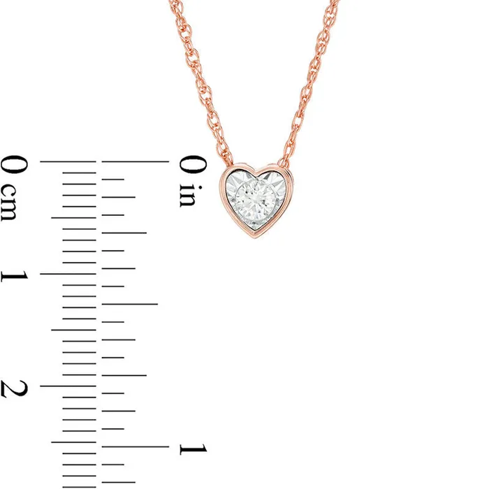 Necklaces 017 CT Natural Clarity Enhanced Solitaire HeartShaped Pendant in 10K Rose Gold Goldia Necklaces 017 CT Natural Clarity Enhanced Solitaire HeartShaped Pendant in 10K Rose Gold Goldia