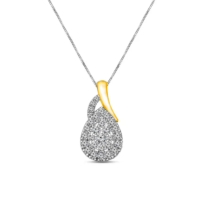 Necklaces 02 CT TW Composite Natural Diamond PearShaped Pendant in 10K TwoTone Gold Goldia