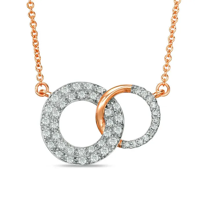 Necklaces 025 CT TW Natural Diamond Interlocking Circles Necklace in 14K Rose Gold Goldia Necklaces 025 CT TW Natural Diamond Interlocking Circles Necklace in 14K Rose Gold Goldia