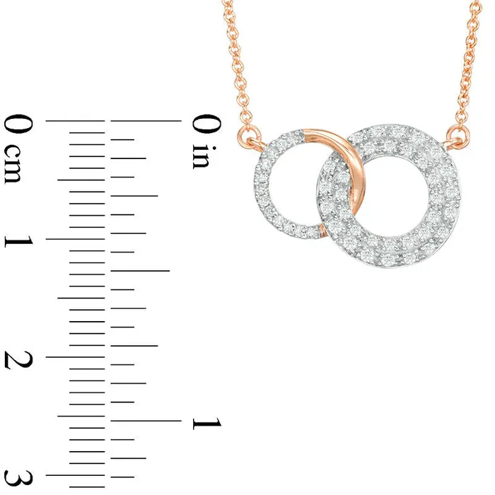 Necklaces 025 CT TW Natural Diamond Interlocking Circles Necklace in 14K Rose Gold Goldia Necklaces 025 CT TW Natural Diamond Interlocking Circles Necklace in 14K Rose Gold Goldia