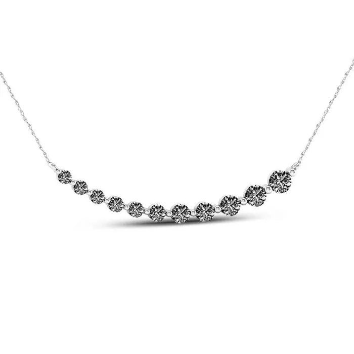 Necklaces 038 CT TW Natural Diamond Curved Bar Necklace in 10K White Gold Goldia Necklaces 038 CT TW Natural Diamond Curved Bar Necklace in 10K White Gold Goldia