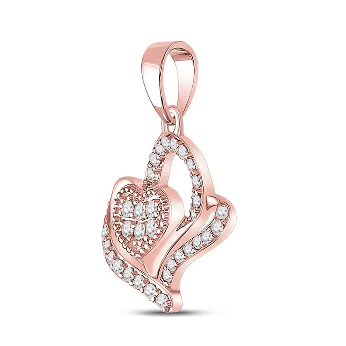 Necklaces 10k Rose Gold Round Diamond Heart Pendant 14 Cttw gndatlanta