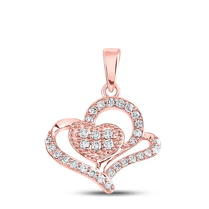 Necklaces 10k Rose Gold Round Diamond Heart Pendant 14 Cttw gndatlanta